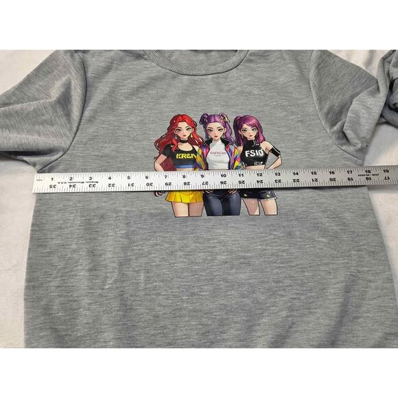 K-Pop Demon Hunters  Anime Graphic Sweatshirt Grey – Y 11–12 (US Large-10/12) - Picture 3 of 6